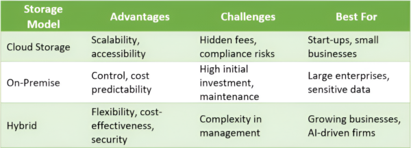 Comparison of Storage Models